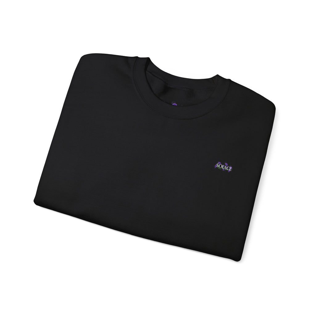 SOLACE- Violet Veil sweatshirt with “Acts 20:24” print in the right sleeve