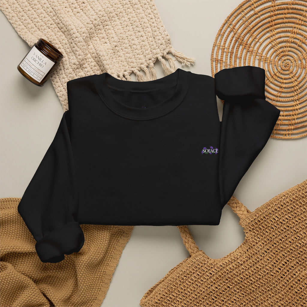 SOLACE- Violet Veil sweatshirt with “Acts 20:24” print in the right sleeve