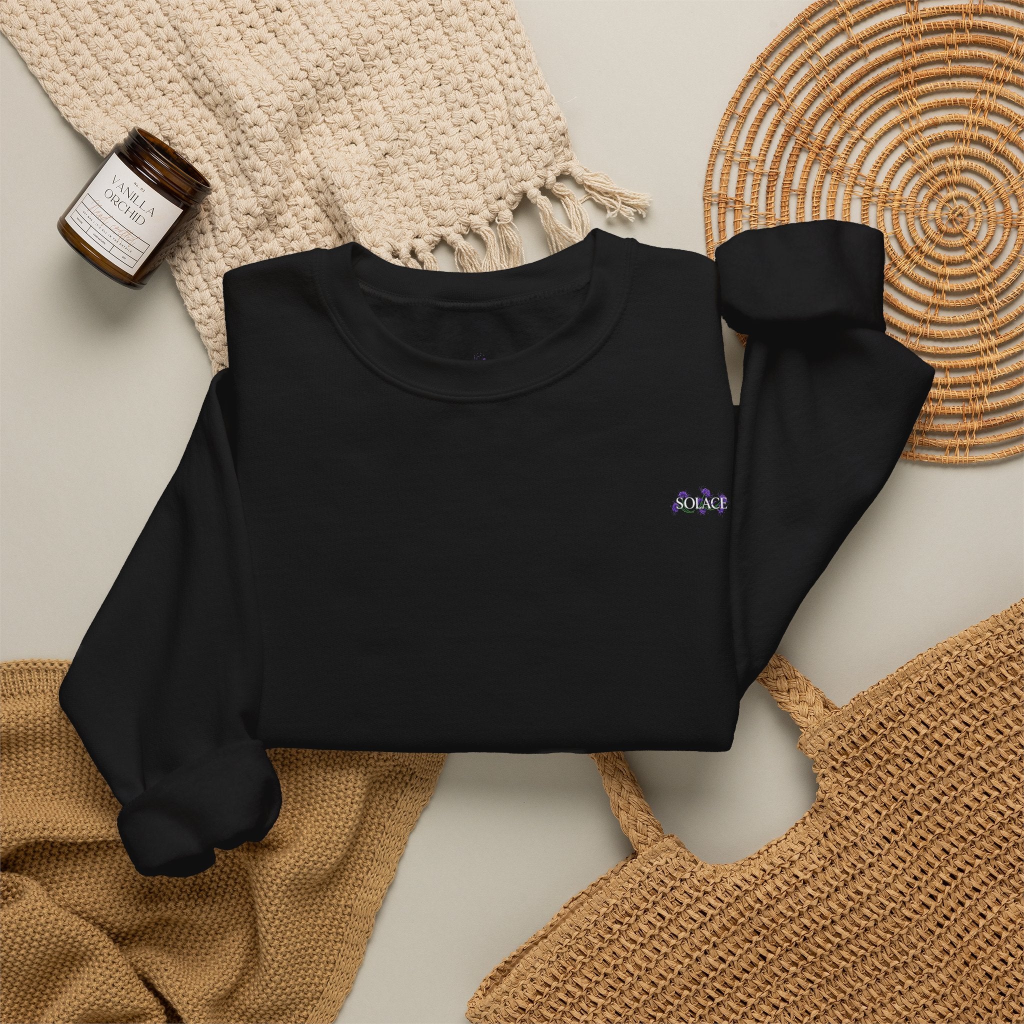 SOLACE- Violet Veil sweatshirt with “Acts 20:24” print in the right sleeve